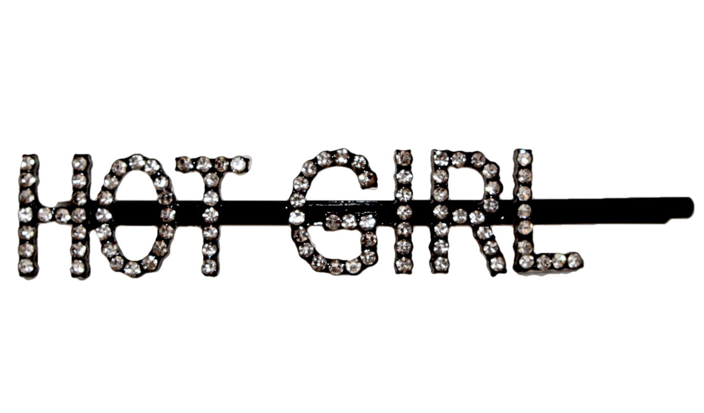 Crystal Word Hair Pins-Black